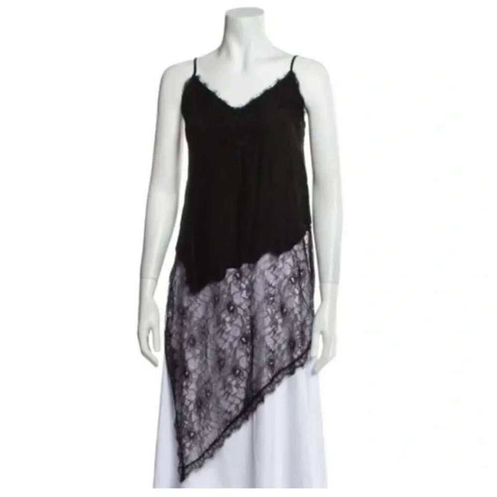Haute Hippie Black and Gray Lace Top